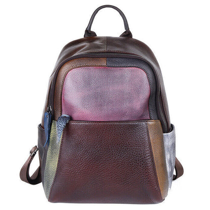 Top Cow Leather Backpack, Desinger Multi-color Travel Bag, Soft Leather Rucksack
