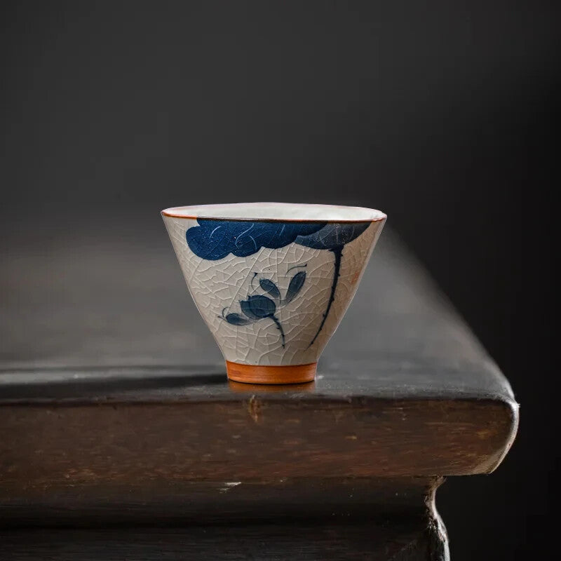 Hand Painted Lotus Teacup Ceramics Master cup Vintage Chinese Kung Fu Tea Bowl