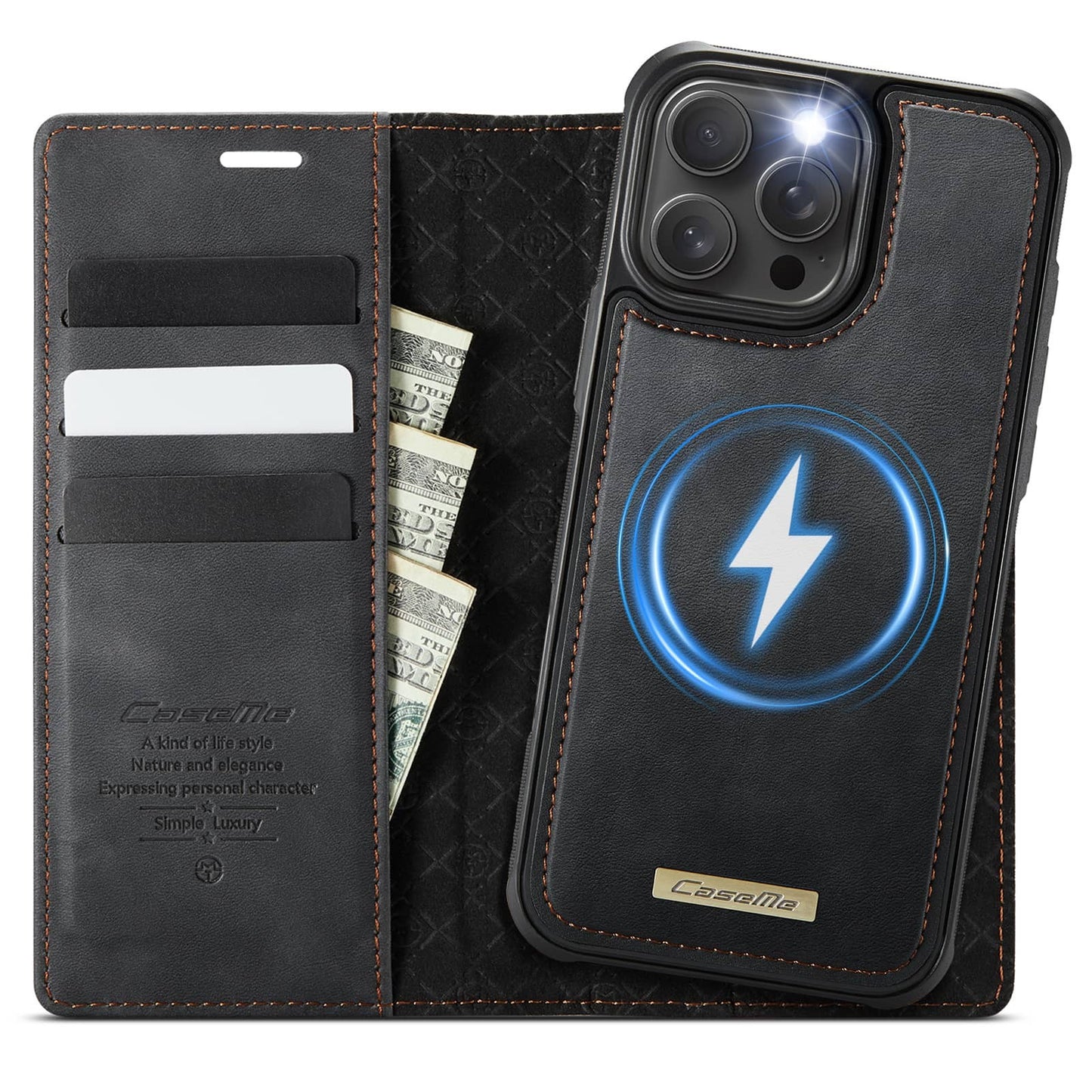 For iPhone 16e 16 15 14 13 12 11 Pro Max Detachable Wallet Case with Magsafe