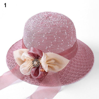 Women's Bow Large Floppy Folding Wide Brim Cap Sun Straw Summer Beach Hat New