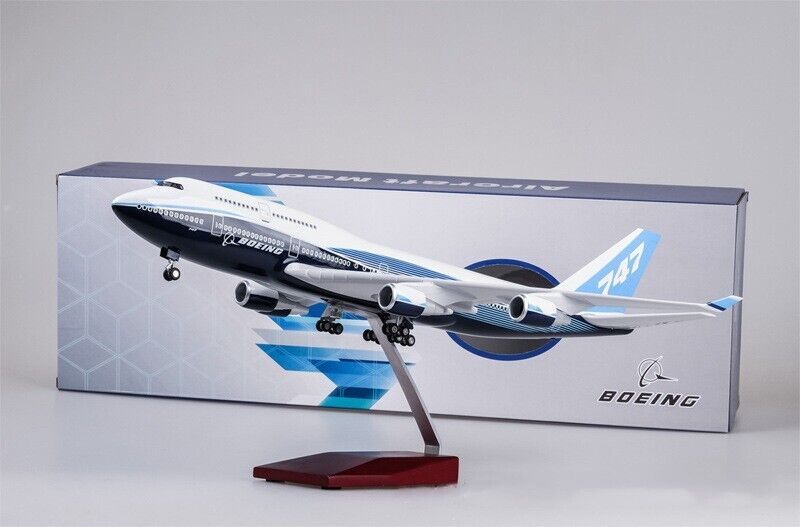 1:150 47CM BOEING 747-400 Airplane Led Sound-Controlled Light Resin Plane Model