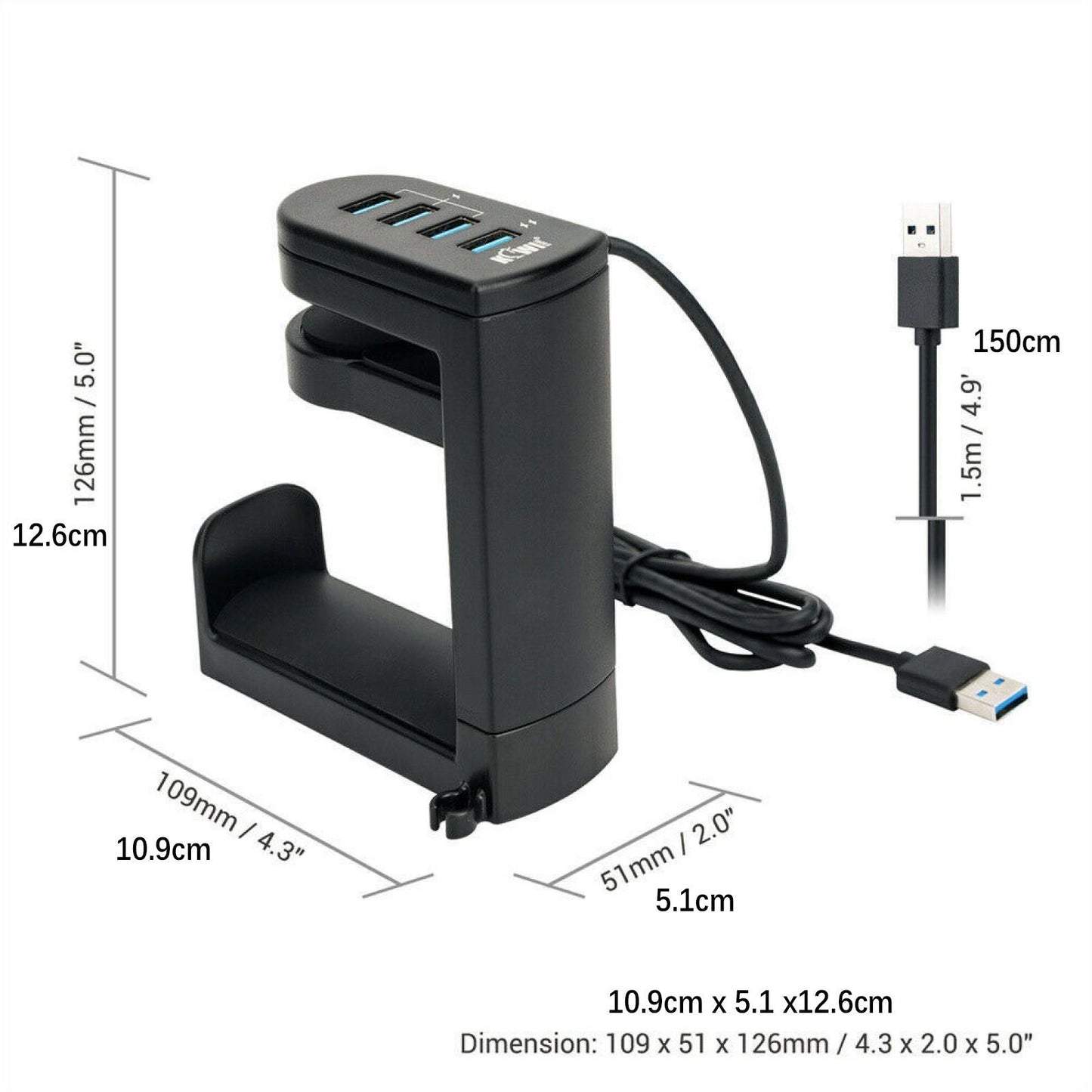 360° Rotation Headset Holder Earphone Storage Hook Stand 4-Port USB Data Hub bb