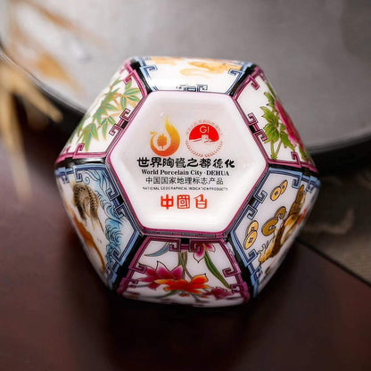 Fat Mutton Jade Porcelain Tea Cup Gaiwan Color Enamel Craft Tureen Souvenir New