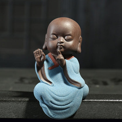 Buddha Statues Tea Pet Purple Sand Buda Monk Tea Decor Zisha Ornament Decoration