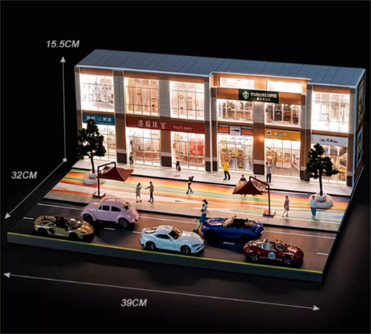 1/64 Diorama Street Building Model Store House LED Lighting Scene Toy