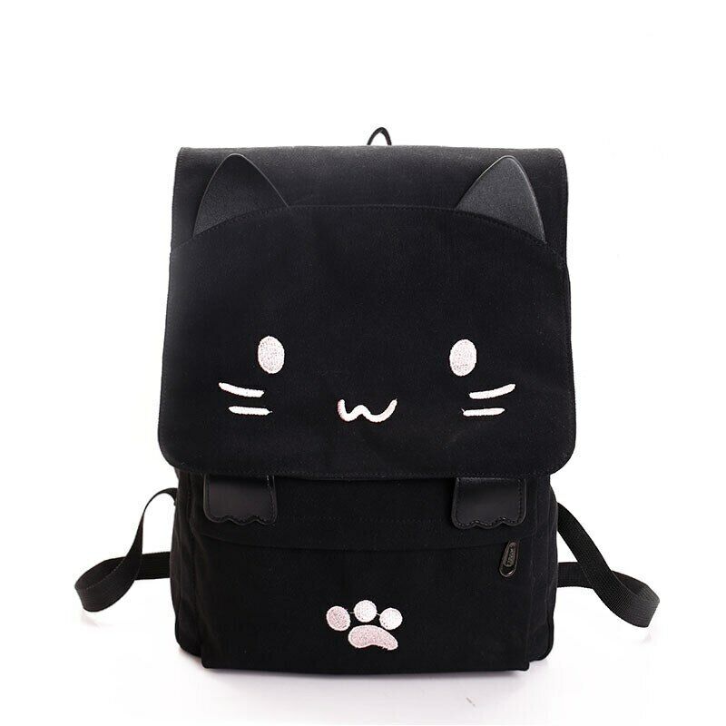 Girl's Canvas Backpack Teenage Rucksack Trip School Bag Women's Cartoon Knapsack