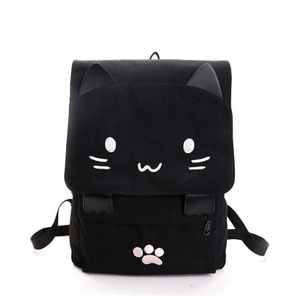 Girl's Canvas Backpack Teenage Rucksack Trip School Bag Women's Cartoon Knapsack