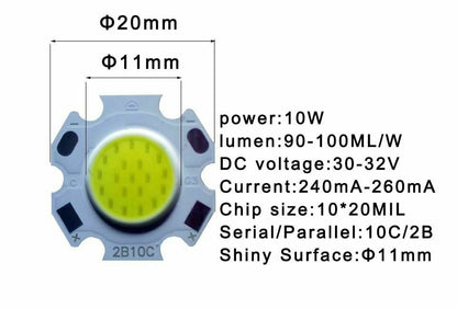 LED Source Chip 15pcs 3W 5W 7W 10W High Power COB Side 11mm Light Bulb Lamp Spot