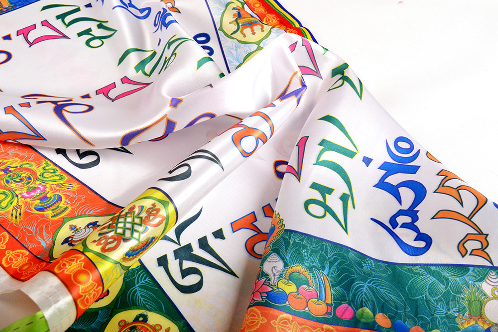 36" TIBETAN SILK BUDDHISM WIND HORSE PRAYER FLAG: OM MA NI PAD ME HUM =