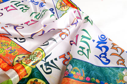 36" TIBETAN SILK BUDDHISM WIND HORSE PRAYER FLAG: OM MA NI PAD ME HUM =