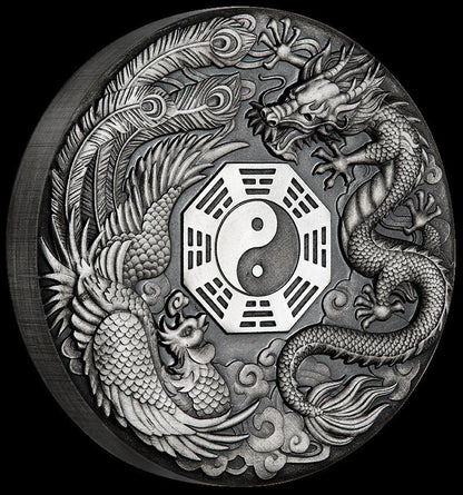 Dragon Tiger Silver Coin Silver Plated 40mm Collectible Sourvenir Coins