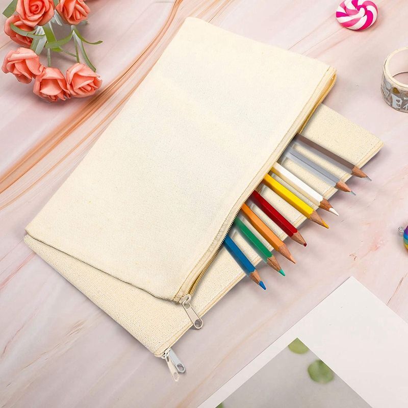 40 Pcs Canvas Pencil Pouch Zipper Makeup Bags Toiletry Storage Purses 21*12 CM