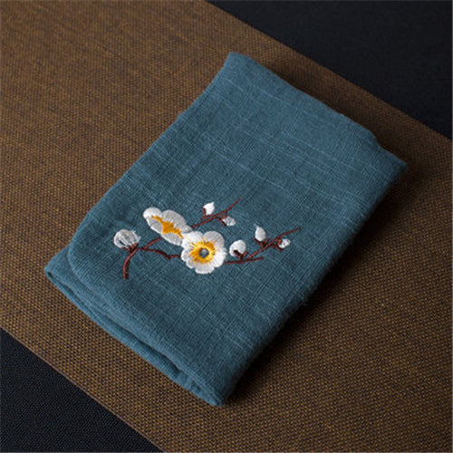 Tea Towel Cotton Yarn Absorbent Towel Tea Accessories Embroidered Double Layers