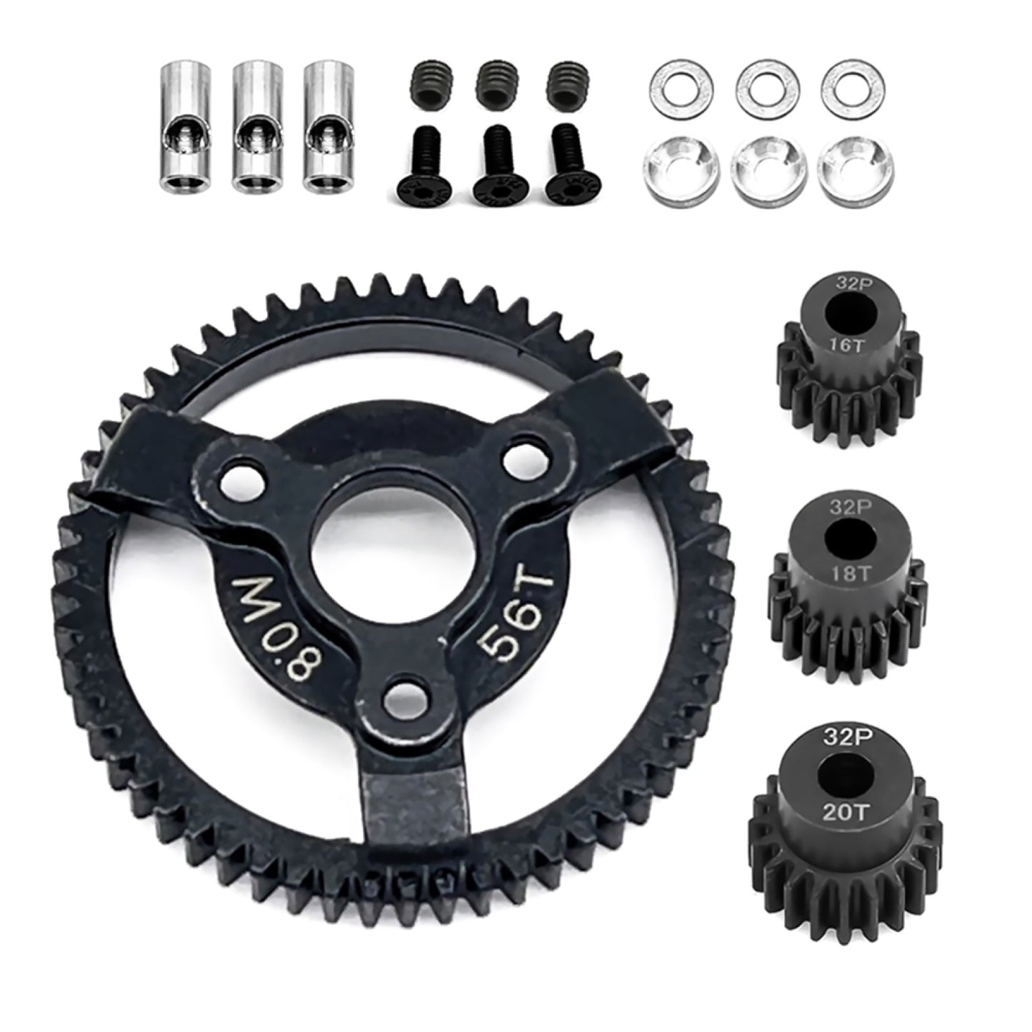 0.8M 32P Spur Gear 56T+16T+18T+20T For Traxxas Slash 2WD VXL XL-5 Bandit 1/10 F