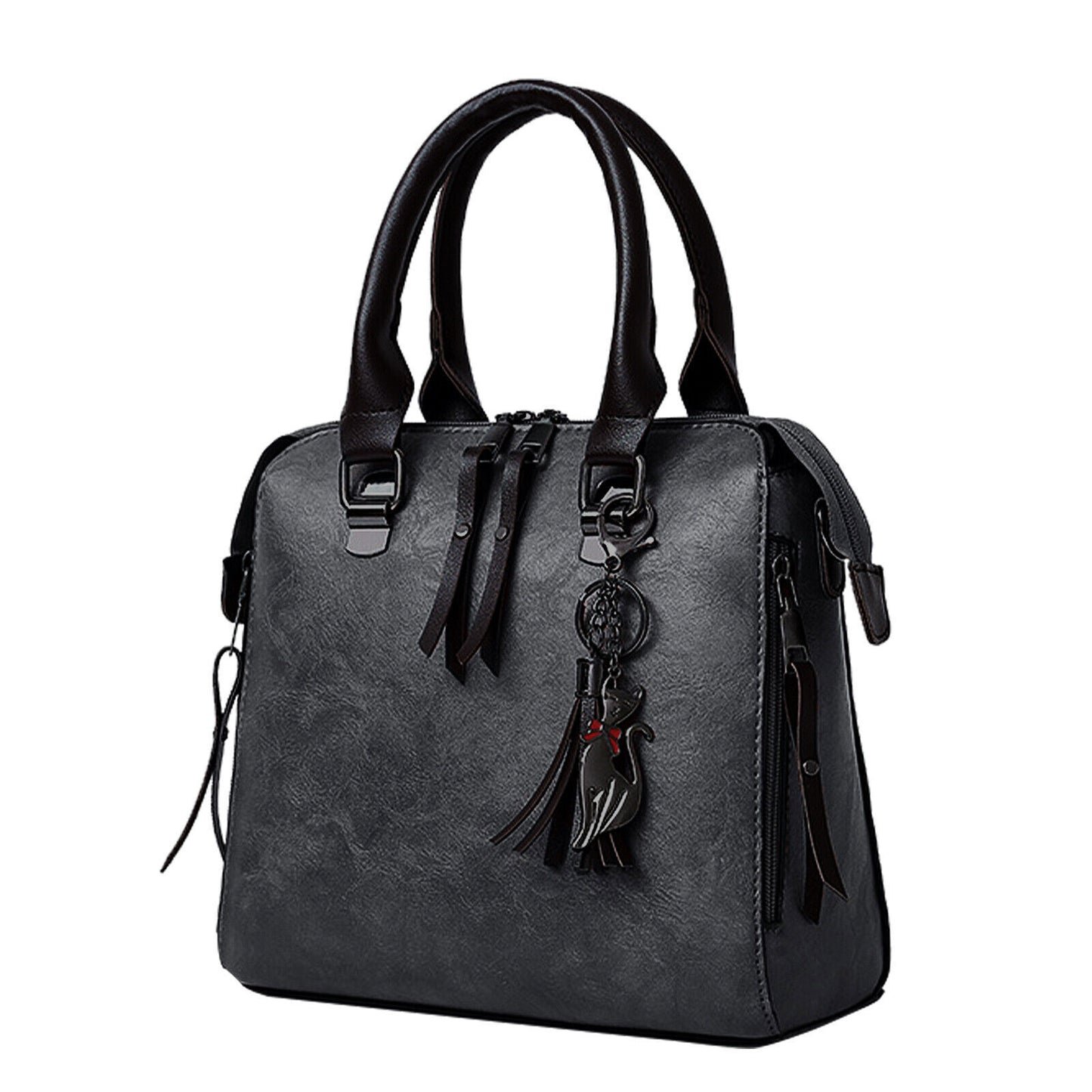 4pcs Vintage Women Handbag PU Leather Tote Messenger Bag Wallet Clutch w/ Tassel