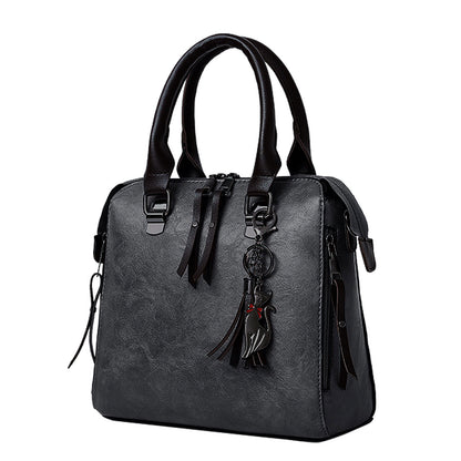 4pcs Vintage Women Handbag PU Leather Tote Messenger Bag Wallet Clutch w/ Tassel