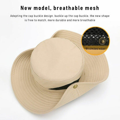 Outdoor Hat Fishing Hiking Cap Wide Brim Anti-UV Beach Sunshade Bucket Hat Blue
