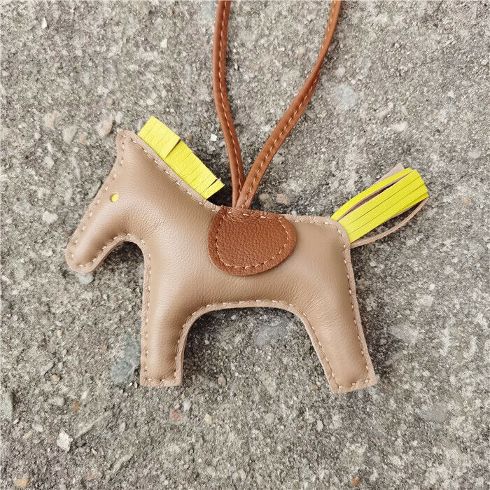Genuine Leather Horse Bag Charm Hanging Key Ring Purse Accessories Keychain
