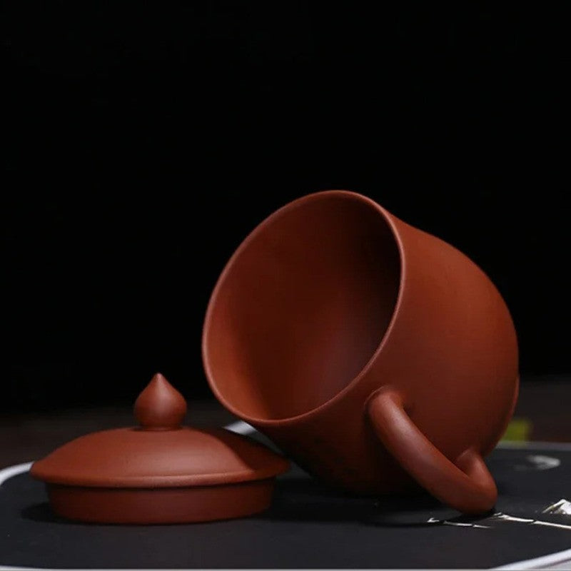 350ml Yixing Purple Clay Handmade Tea Cup with Cover Mug Kungfu Teaware