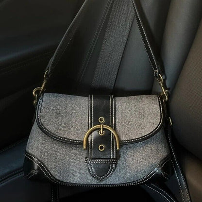 Women's Vintage Underarm Handbag Luxury Design Elegant Denim Bag Retro Gift
