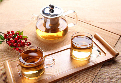 Chinese Tea Cup Tea Set Double Wall Glass Heat Proof Teacup Coffee Tea Set 6Pcs