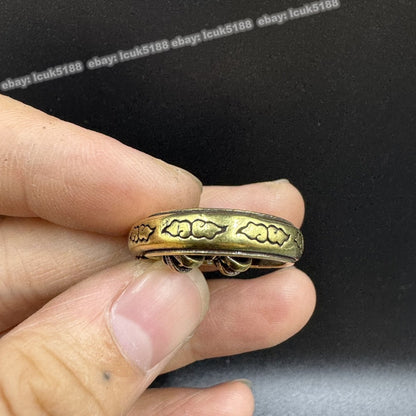 Vajra Pendant Rotating Ring Brass Buddhist Amulet Ritual Tool Decoration