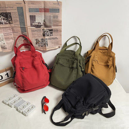 Unisex Students' Retro Backpack Shoulder Bag Schoolbag Solid Color