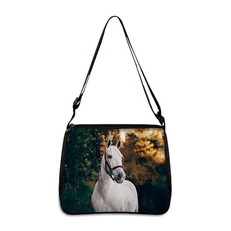 Horse Print Handbag Canvas Shoulder Bag Messenger Bags Travel Crossbody Nylon