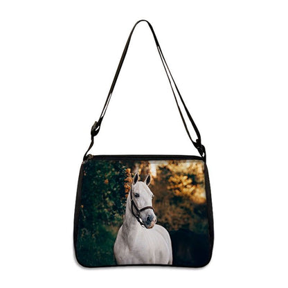 Horse Print Handbag Canvas Shoulder Bag Messenger Bags Travel Crossbody Nylon