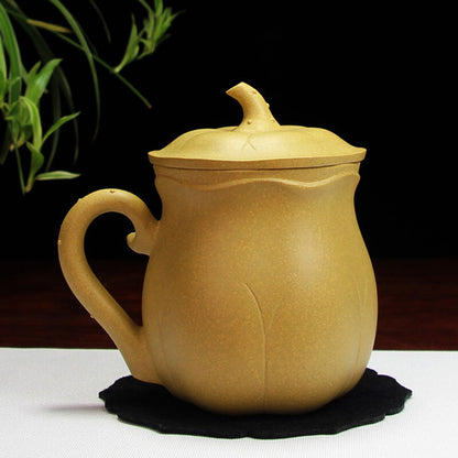 Full Handmade Tea Cup Real Yixing Zisha Duan Clay Office Cup With Lid Handle New