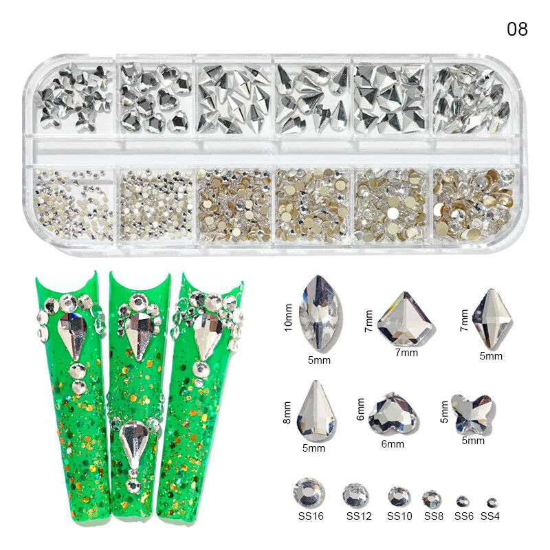 Nail Charms 30Pcs Boxed Luxury Shiny Planet Alloy 3D Art Rhinestones Bling Decor