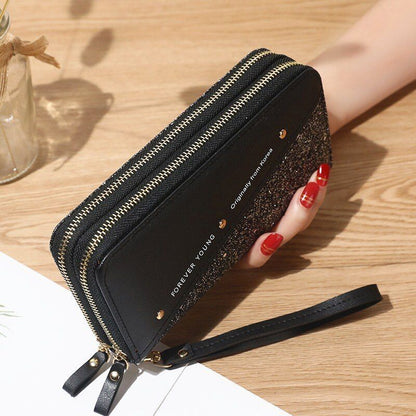 Women Wallets Coin Purses Cards Holder Double Zippers Handbag Money Bags 20*10CM