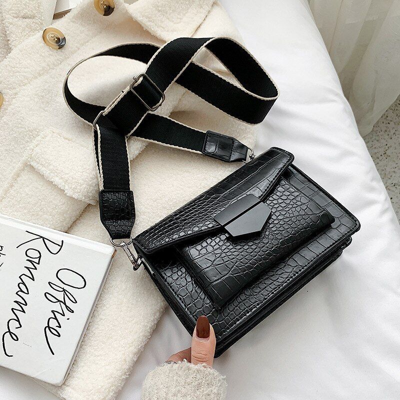Handbag Fashion Simple Style Shoulder Bag Retro Wide Strap Messenger 20*14*8 CM