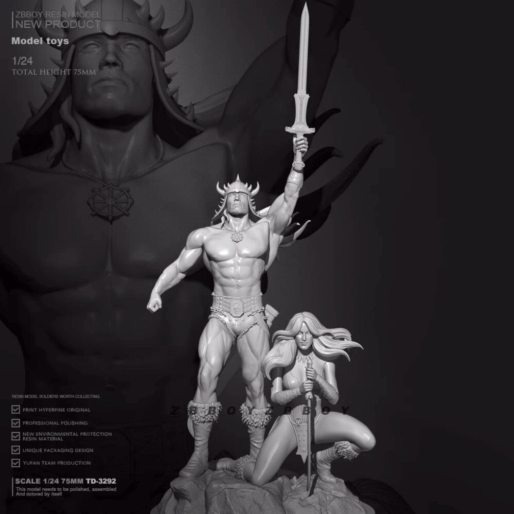 1/24 resin figure model Powerful Swordsman Male and Female Unassembled Unpainted