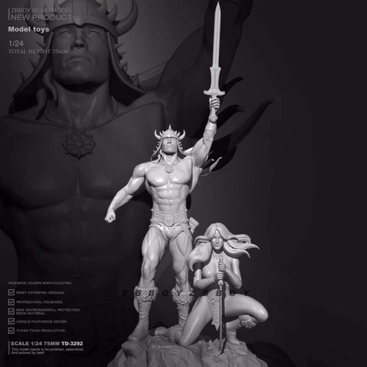 1/24 resin figure model Powerful Swordsman Male and Female Unassembled Unpainted