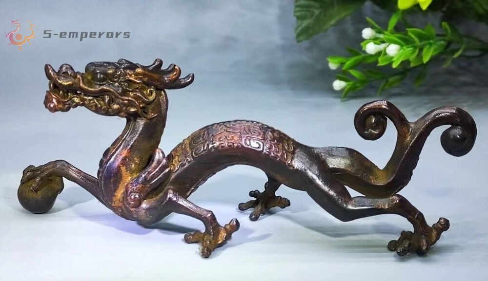 Rare Chinese Bronze Animal Statue dragon Tabletop Figurine Home Decor Gifts