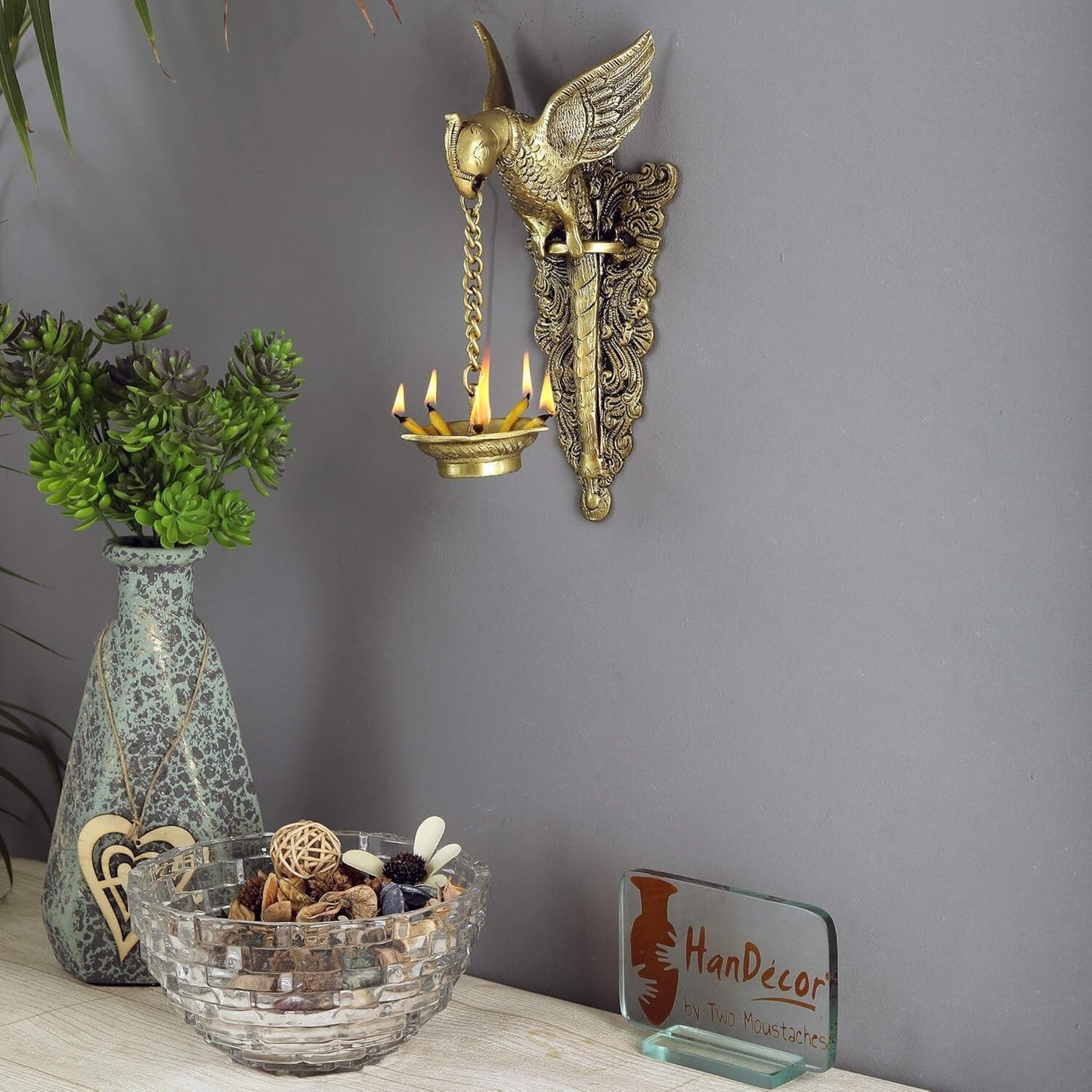 Brass Parrot Design Wall Decorative Wall Hook for Hanging Lamps Home Decor