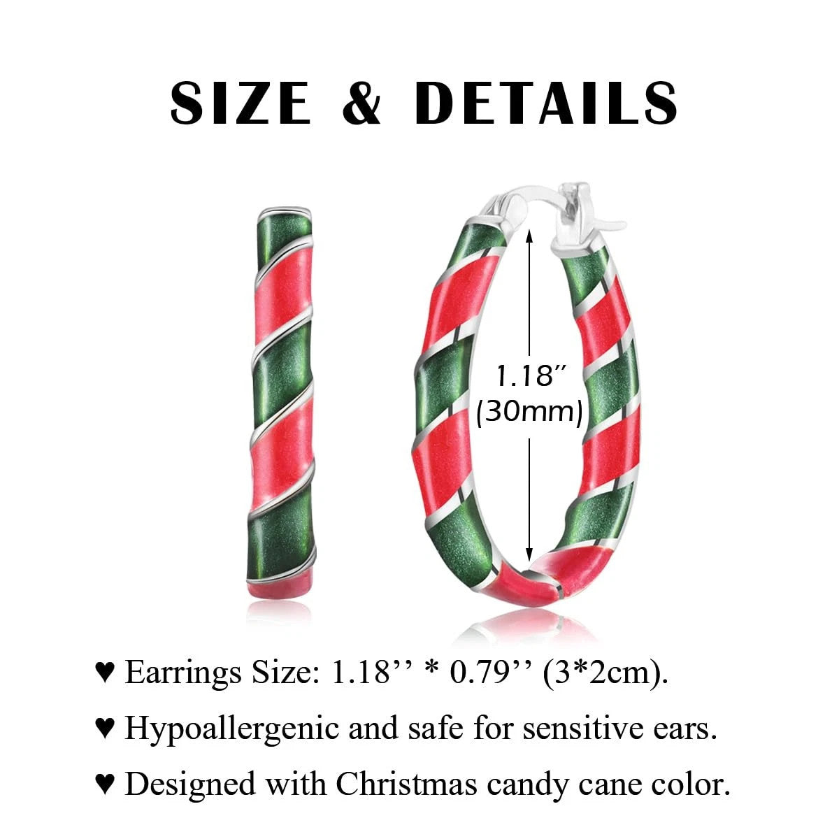 Christmas Earrings for Women, Red Green Hoop Earrings Christmas Stocking Stuffer