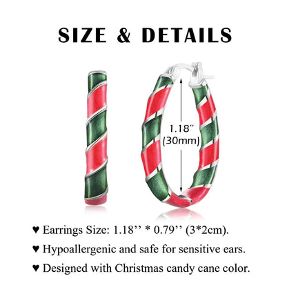 Christmas Earrings for Women, Red Green Hoop Earrings Christmas Stocking Stuffer