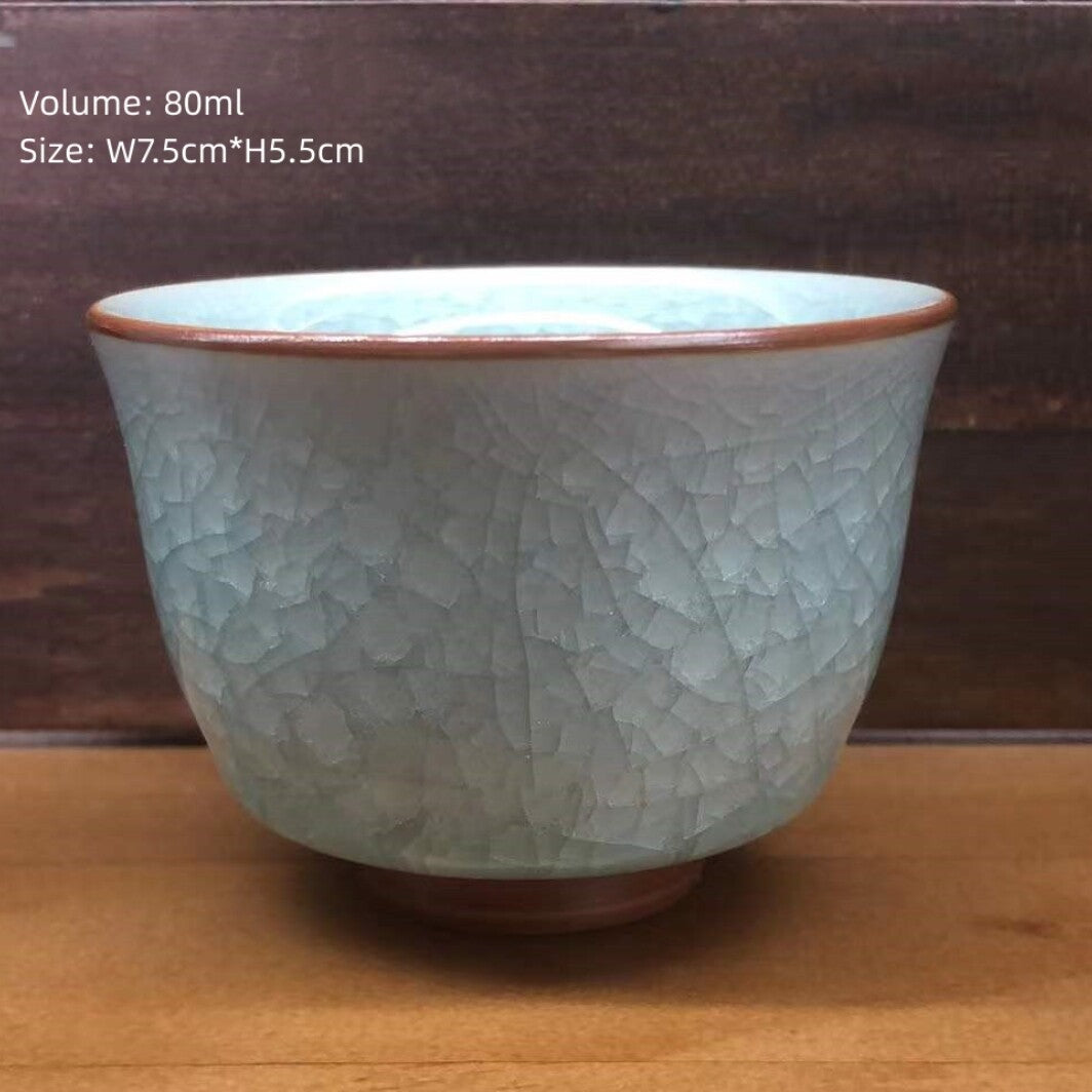One Cup Porcelain Crackle Glaze Tea Cup Chinese Kungfu Cup Celadon Ceramic Cups