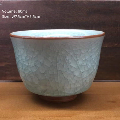 One Cup Porcelain Crackle Glaze Tea Cup Chinese Kungfu Cup Celadon Ceramic Cups