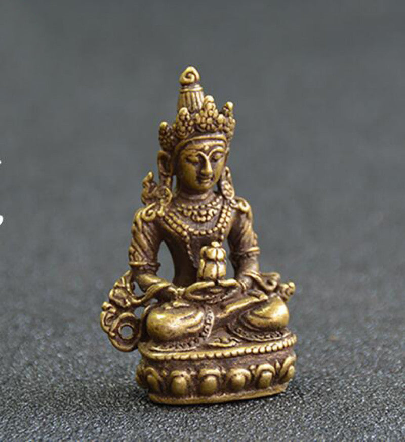 4.3CM Brass Small Buddha Statue Handmade Carved Statue Pendant Decorative Crafts
