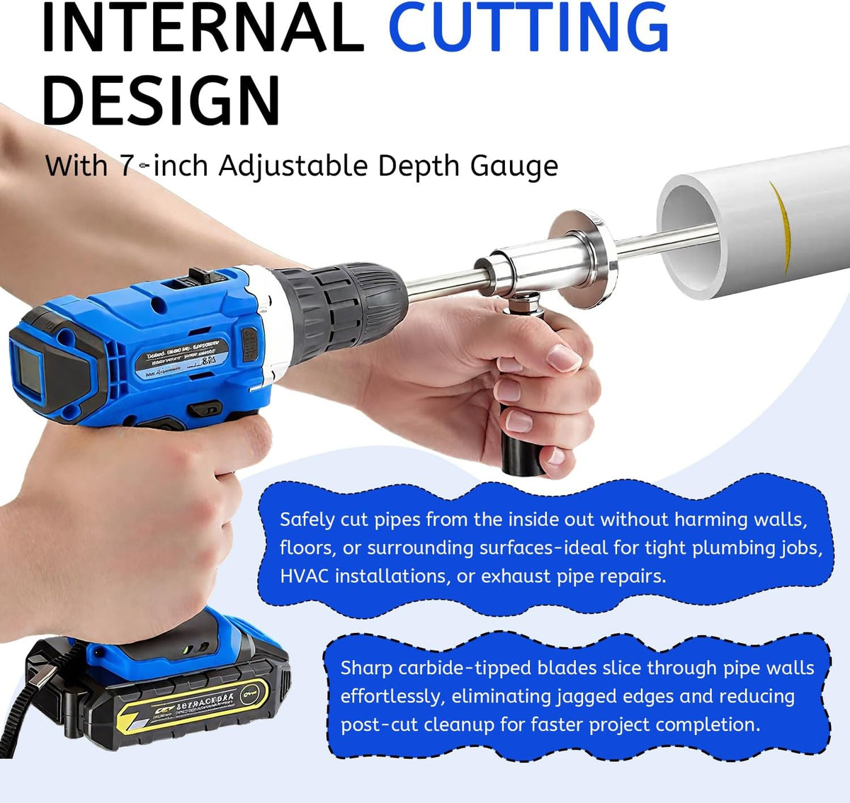 Inside Pipe Cutter for PVC Pipe - Internal PVC Pipe Cutter Tool Kit with Adjusta