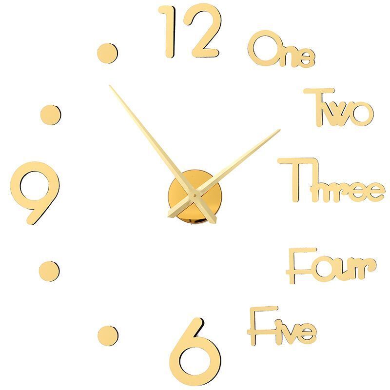 DIY Wall Clocks Modern Large Acrylic Mirror Stickers Quartz Needle Hanging Watch