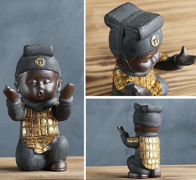 Terracotta Warriors Statue Holder for Pen Brush Rack Yixing Zisha Tea Pet China