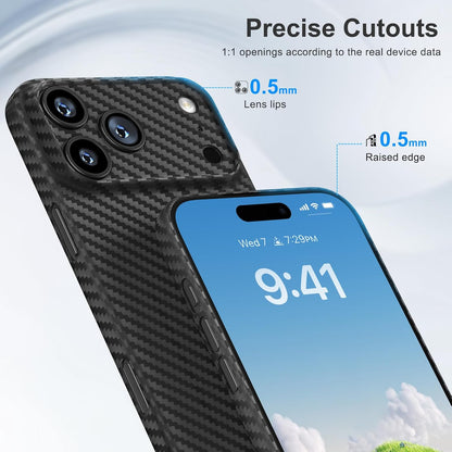 Ultra Thin Case for Iphone 17 Pro Max 0.3 Mm, [No-Case Feeling] Carbon Fiber Pat