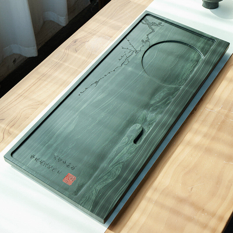 Natural Stone Tea Tray Heavy Black Stone Tea Table Stone Carving Art For Tea Set