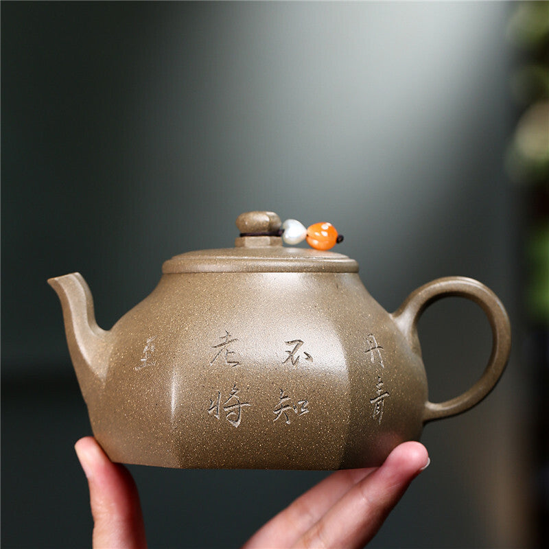 380ml marked tea pot hand carved real yixing zisha qing duan clay master pot new