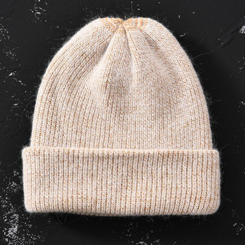 Hat Women Cashmere Knitted Beanies Thick Warm Wool Angora Beanie Polyester Solid