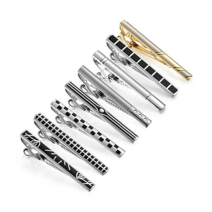 Tie Clips 8Pcs Copper Short Pins Set W/ Gift Box Accessories Men Shirt Cufflinks